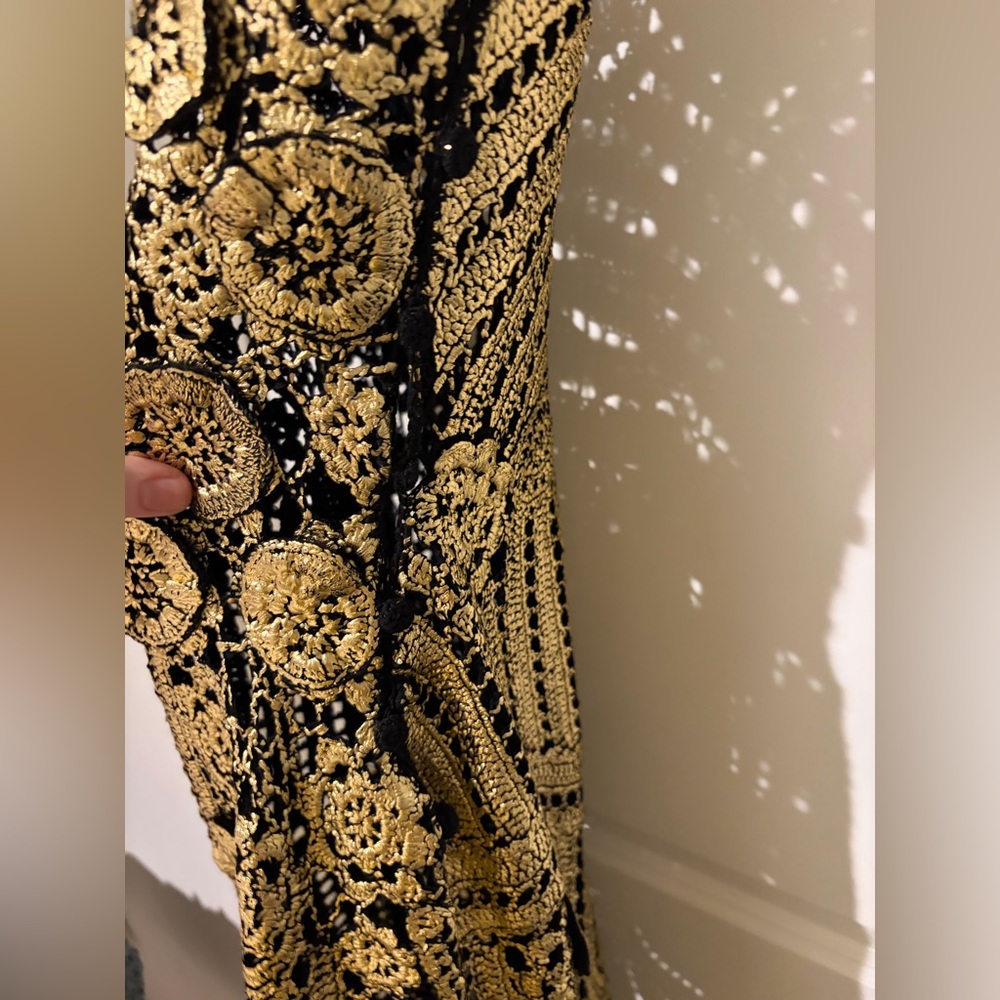 Ulla Johnson Evelyn Metallic Crochet Gown in Goldfoil - Picture 8 of 16